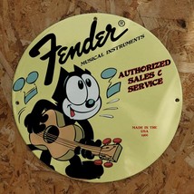 Vintage 1966 Fender Musical Instruments Sales &amp; Service Porcelain Gas-Oil Sign - £116.25 GBP