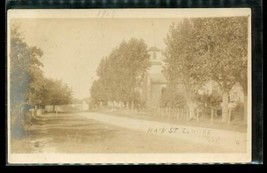 Vintage RPPC Photo Postcard Main Street Elmore Wisconsin 1910 Cancel Church - £19.70 GBP