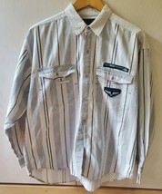 VTG Bugle Boy CL-950 Experimental Inflight Line White Gray Striped Butto... - £31.45 GBP