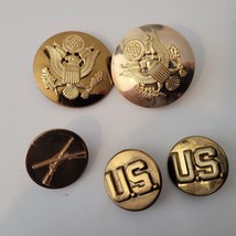Vintage U.S. Army Brass Insignia HAT/ Lapel Badges Enlisted Lot Of 5 - £23.53 GBP