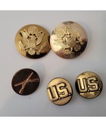 VINTAGE U.S. ARMY BRASS INSIGNIA HAT/ LAPEL BADGES ENLISTED Lot of 5 - £23.53 GBP