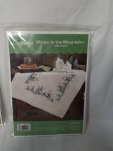 Craftways Table Topper, Stamped Cross-stitch Kit, Winter in the Mountains, 31.5&quot; - £13.65 GBP