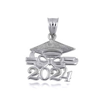 Silver Class Of 2024 to 2027 Graduation Cap &amp; Diploma Infinity Ribbon Pe... - $19.99+