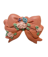 Vintage 1980s Mauve Rose Bow Resin Pin Brooch 2.25 x 2 inches - $10.62