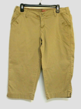 No Boundaries Capri Pants Size 17 Beige Straight Leg Flat Front Cotton Pockets - £10.93 GBP