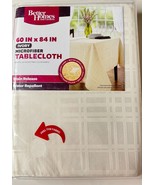 Better Homes &amp; Gardens 60&quot; x 84&quot; Microfiber Ivory Tablecloth Easy Care NWT - £7.90 GBP