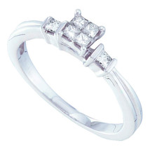 14k White Gold Princess Diamond Cluster Bridal Wedding Engagement Ring 1/4 Ctw - £437.64 GBP