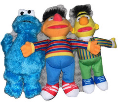 Bert Ernie Cookie Monster Approx 10” Plushies Sesame Street No Tags GUC - £11.21 GBP