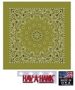 USA MADE Hav-A-Hank OLIVE GREEN PAISLEY BANDANA Face Mask Neck SCARF Hea... - £6.40 GBP