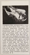 1955 Magazine Photo Scott Hydro-Pak Scuba Tank Diver Lancaster,NY - £6.28 GBP
