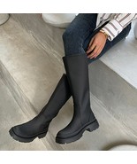 Knee-High Chelsea Boots Winter Shoes Chunky Women Fashion Motorcycles De... - £47.26 GBP
