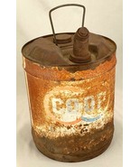 VINTAGE CO-OP 5 GALLON OIL METAL EMPTY CAN-Distressed Rusty - $46.74