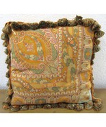 ETRO Italy Home Collection Decorative Gold Paisley Tassel Pillow 16” x 16”  - $161.46 CAD