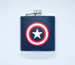 HIP FLASK Stainless Steel CAPTAIN AMERICA super heroes 6oz 170 ml with S... - £14.03 GBP