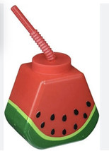 Zippy Watermelon Shaped Cup W/Flex Straw Hand 450ml. New-Scratches Noted. - $13.74