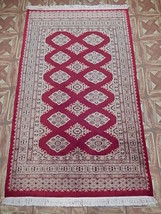 Handmade Rug (37 x 59 in) Crimson Ivory Silk (~ 1.5 x 0.9 m) Dense Wool Rug - £89.17 GBP