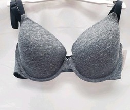 Auden Women's  36C Cotton Lightly Lined Demi T-Shirt Bra Dark Gray Heather image 2