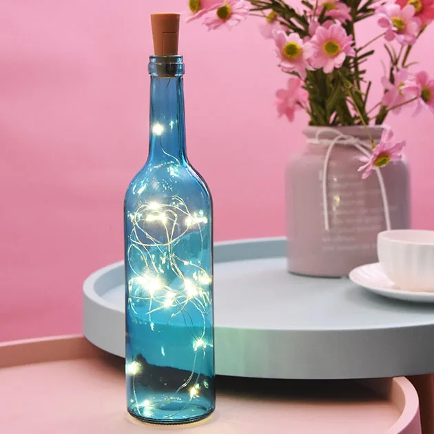 Battery Powered Gar Wine Bottle Lights with Cork 2M 20 LED Copper Wire Colorful  - £125.95 GBP