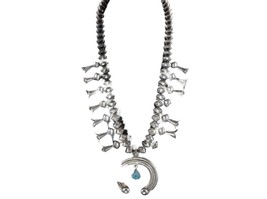 c1940&#39;s Sterling Navajo Squash Blossom Necklace - £787.61 GBP