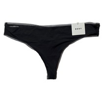 DKNY Black Low Rise Litewear Thong Mesh Trim Size Large New - £7.39 GBP