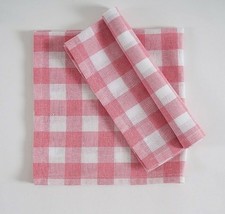 19&quot; x 19&quot; ~ Oversized Dinner Napkins ~ Pink &amp; White Check ~ 100% Cotton ... - €25,84 EUR