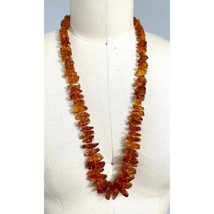 BALTIC AMBER Vtg Chunky Nugget Bead Necklace W/ Inclusions 30&quot; Long - $124.74