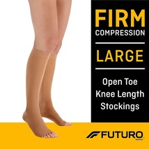 Futuro Therapeutic Open Toe Knee Length Stockings for Men/Women Large, Beige - £18.22 GBP