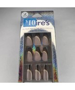 24pc Claire&#39;s Fake False Press On Nails Glue On Vegan Brown Black French... - $185.58 MXN