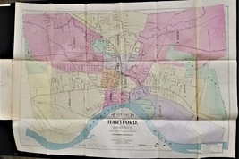 1898 Antique Hartford Ct History W Foldout Map Fraktur Inscription Binney Wolven - £114.40 GBP