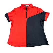 Jamie Sadock Red Black Color Block Shirt Polo T-Shirt Zipper Size Medium... - $32.65