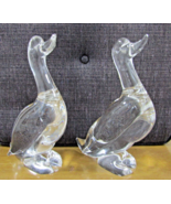 Matched Pair of John Reikes Kristaluxus Crystal Duck Figurines 9 3/4&quot; Tall - $107.30 CAD