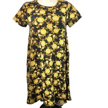 LuLaRoe Carly Dress XS Black with Yellow Floral Design - £11.68 GBP