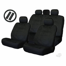 Premium Grade Black Velour Car Truck SUV Seat Steering Covers Set For Nissan - £35.31 GBP