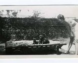 3 Puppies in a Rolling Cart Photograph  &amp; Girl in Halter Top - £9.34 GBP