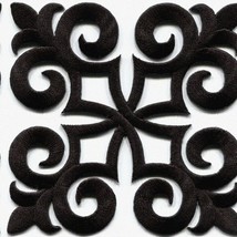 Boho Fleur Fringe: Retro Black Trim Embroidered Iron-On Patch S-1094 - $21.73