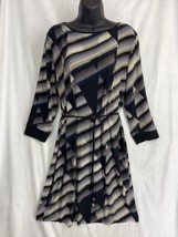 Liz Claiborne Dress Geometric Multicolor Pattern String Waist 3/4 Sleeve Size XL - £11.12 GBP