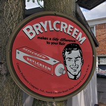 Vintage Brylcreem &#39;&#39;For Smart Hair Grooming&#39;&#39; Porcelain Gas &amp; Oil Pump Sign - £99.91 GBP