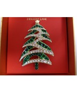 Charter Club Gold-Tone Green White Crystal Christmas Tree Pin Brooch New... - £30.53 GBP