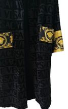 Authentic L NEW $750 VERSACE Black Gold Terry Cloth LOGO Unisex Bath Robe Medusa image 10