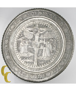 Antique Silver Coated Bronze Eastern Orthodox Platter 15 1/2&quot; Diameter - €213,39 EUR