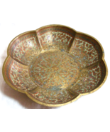 Vintage Brass Decorative Bowl Made in India Colored Inlaid Enamel 5-e - €29,54 EUR