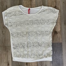 Womens MM Blouse L Ivory with Sequin - see through - £9.76 GBP