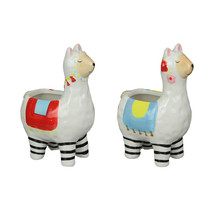 Set of 2 Ceramic Llama Planters Succulent Flower Pot Herb Holder Home Decor Art - £17.84 GBP