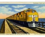 Southern Pacific Streamliner Crossing Great Salt Lake Linen Postcard - $9.90