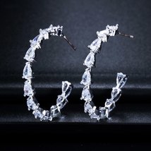 Threegraces Shiny White Cubic Zirconia Small Water Drop CZ Hoop Earrings for Wom - £15.67 GBP