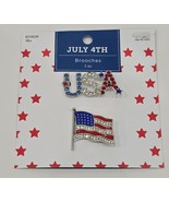 American Flag &amp; USA Brooches -  Red White (silver or Crystal) &amp; Blue Rhi... - $273.16 MXN