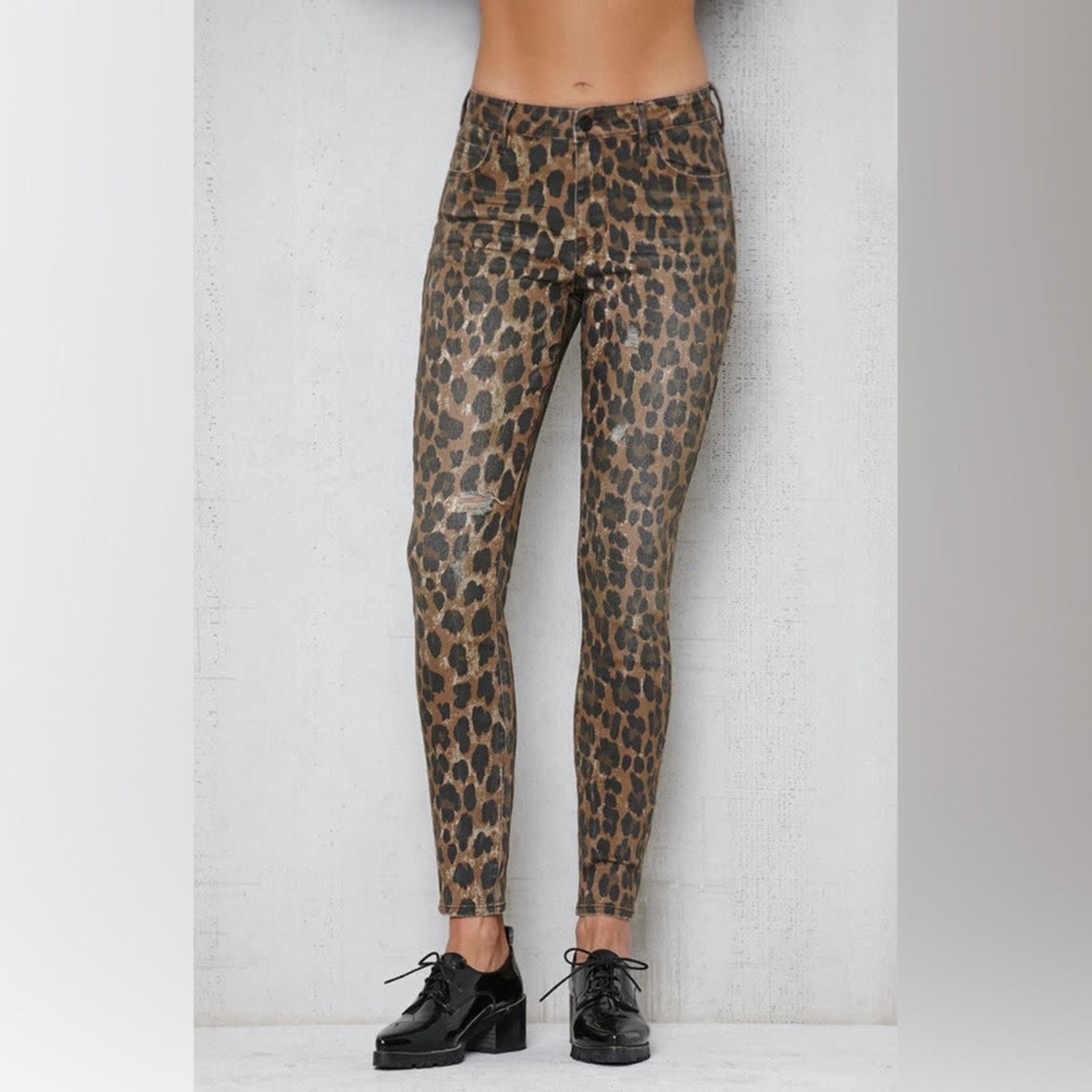 PacSun Leopard Mid Rise Skinniest Jeans sz 26 NEW Item image 3