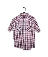 Vintage High Noon Western Pearl Snap Button Up Shirt Mens L Plaid Short ... - £20.56 GBP