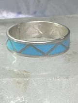 Vintage Zuni ring reconstituted turquoise size 6.75 wedding band sterlin... - $28.71