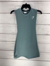 Gymshark Men’s Athletic Cut Off Tank top Shirt Size Small Gym Workout Green - £11.76 GBP